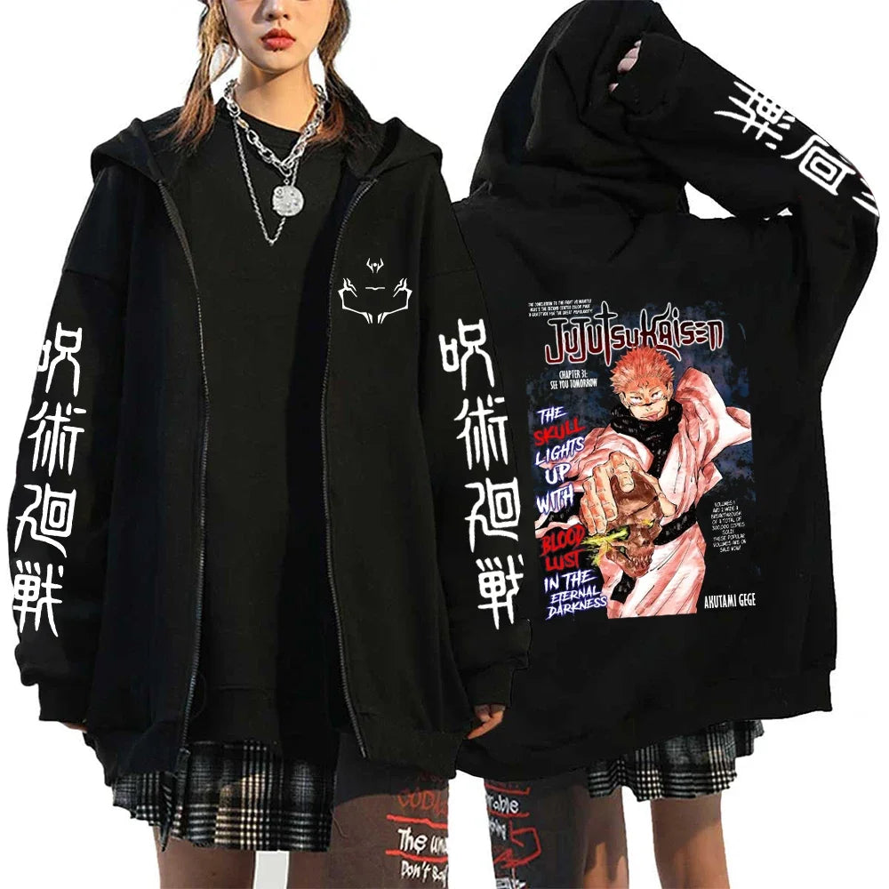 Jujutsu Kaisen Graphic Zipper Hoodies - Gojo, Itadori, Sukuna (9 Variants)