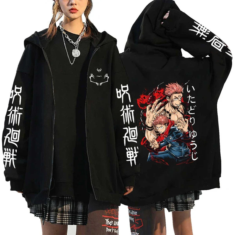 Jujutsu Kaisen Graphic Zipper Hoodies - Gojo, Itadori, Sukuna (9 Variants)