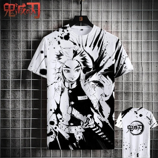 Monochrome Demon Slayer Graphic Tees - Tanjiro, Rengoku and More! (11 Variants)