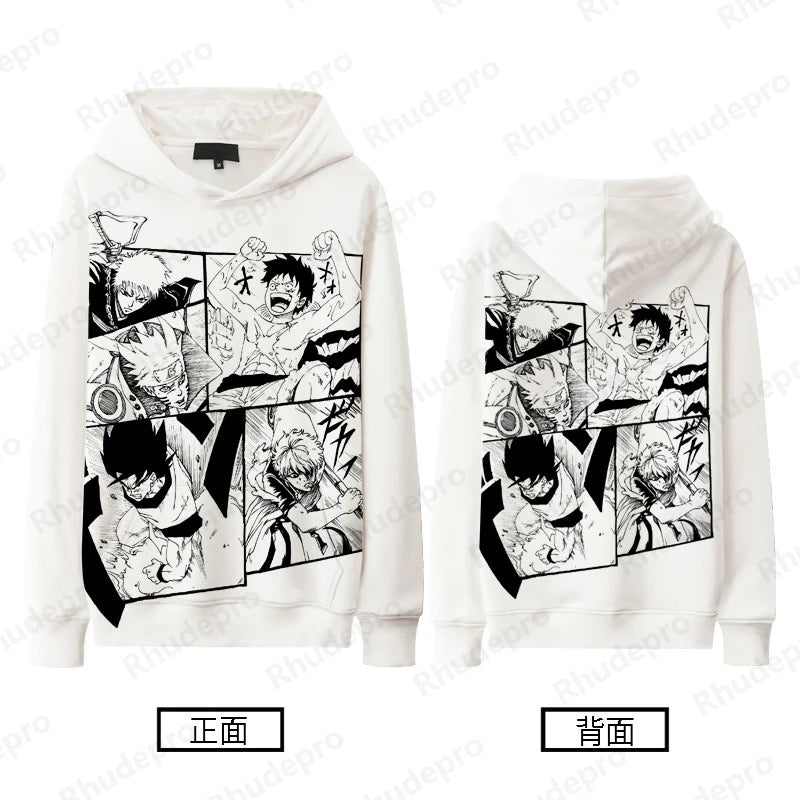 Monochrome One Piece Graphic Hoodies – Luffy, Zoro, Sanji, Shanks and More! (16 Variants)