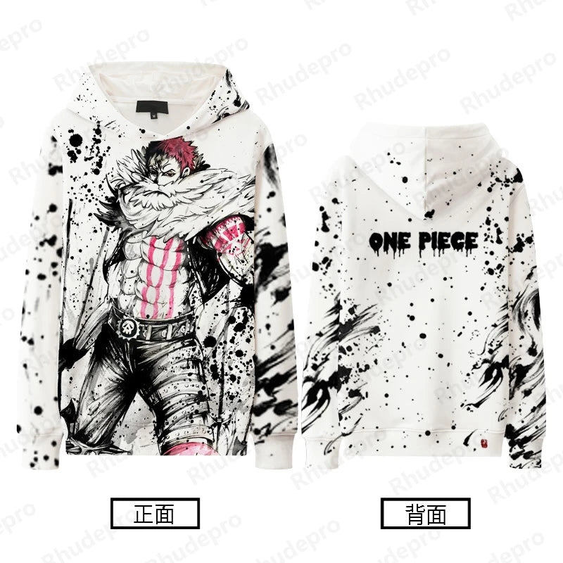 Monochrome One Piece Graphic Hoodies – Luffy, Zoro, Sanji, Shanks and More! (16 Variants)