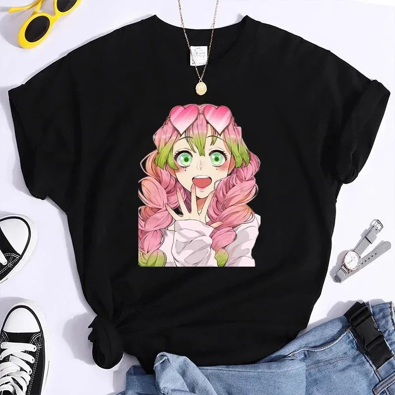 Women's Demon Slayer Knotted Graphic Tee - Kanroji Mitsuri (4 Variants)