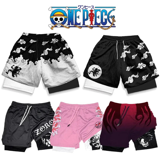 One Piece Graphic Quick Dry Breathable Sports Training Compression Shorts (6 Variants)