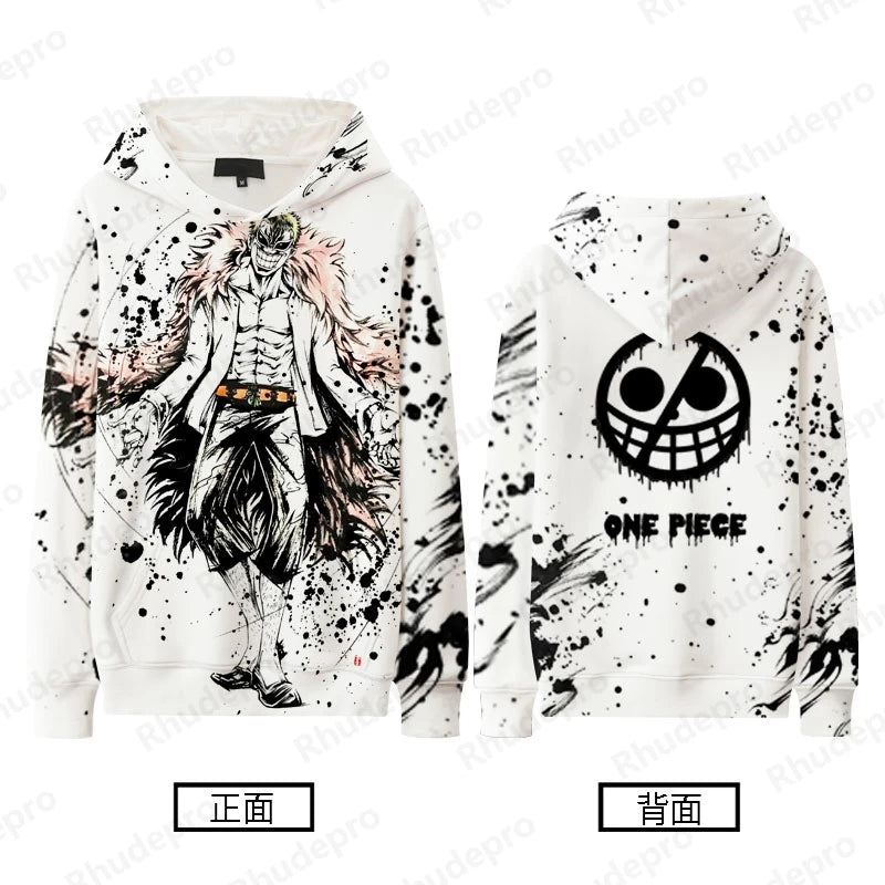 Monochrome One Piece Graphic Hoodies – Luffy, Zoro, Sanji, Shanks and More! (16 Variants)