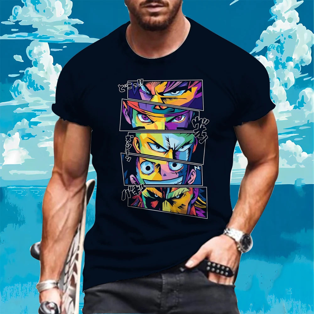 One Piece Graphic Tees - Luffy, Zoro, and Shanks (10 Variants)