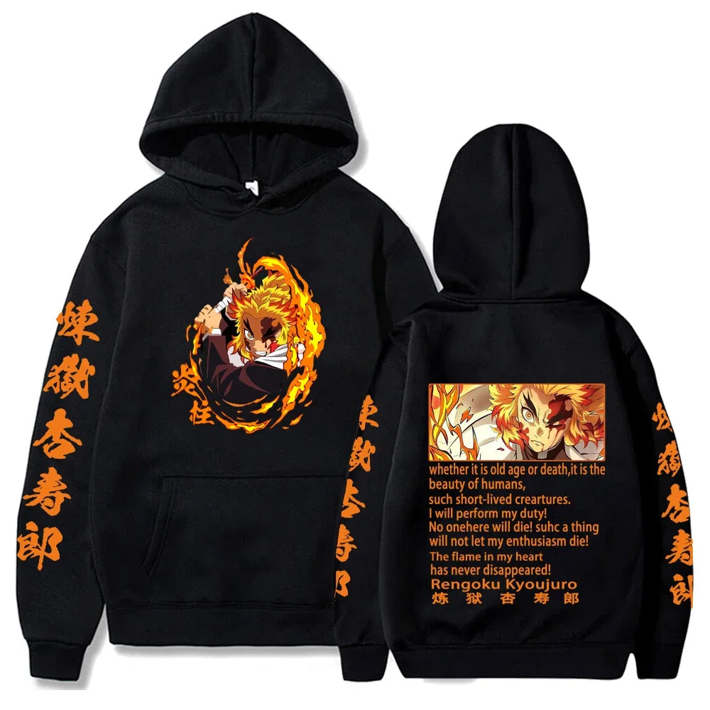 Demon Slayer Graphic Hoodies - Rengoku, Tanjiro, Nezuko, Zenitsu (8 Variants)